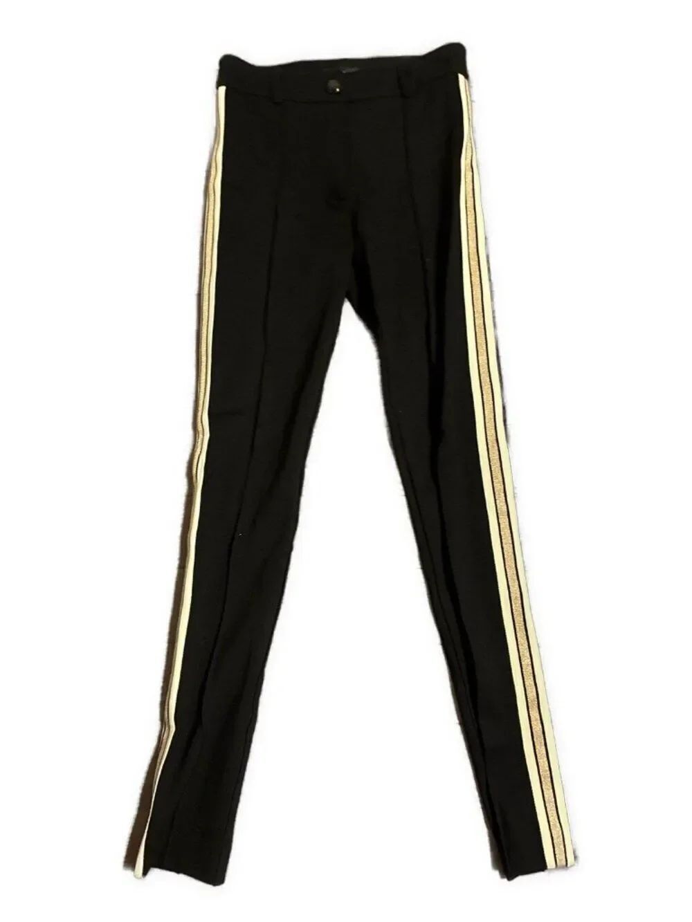 absolu parisâNew black white gold side stripe Mid Rise skinny pants 36 Small 4